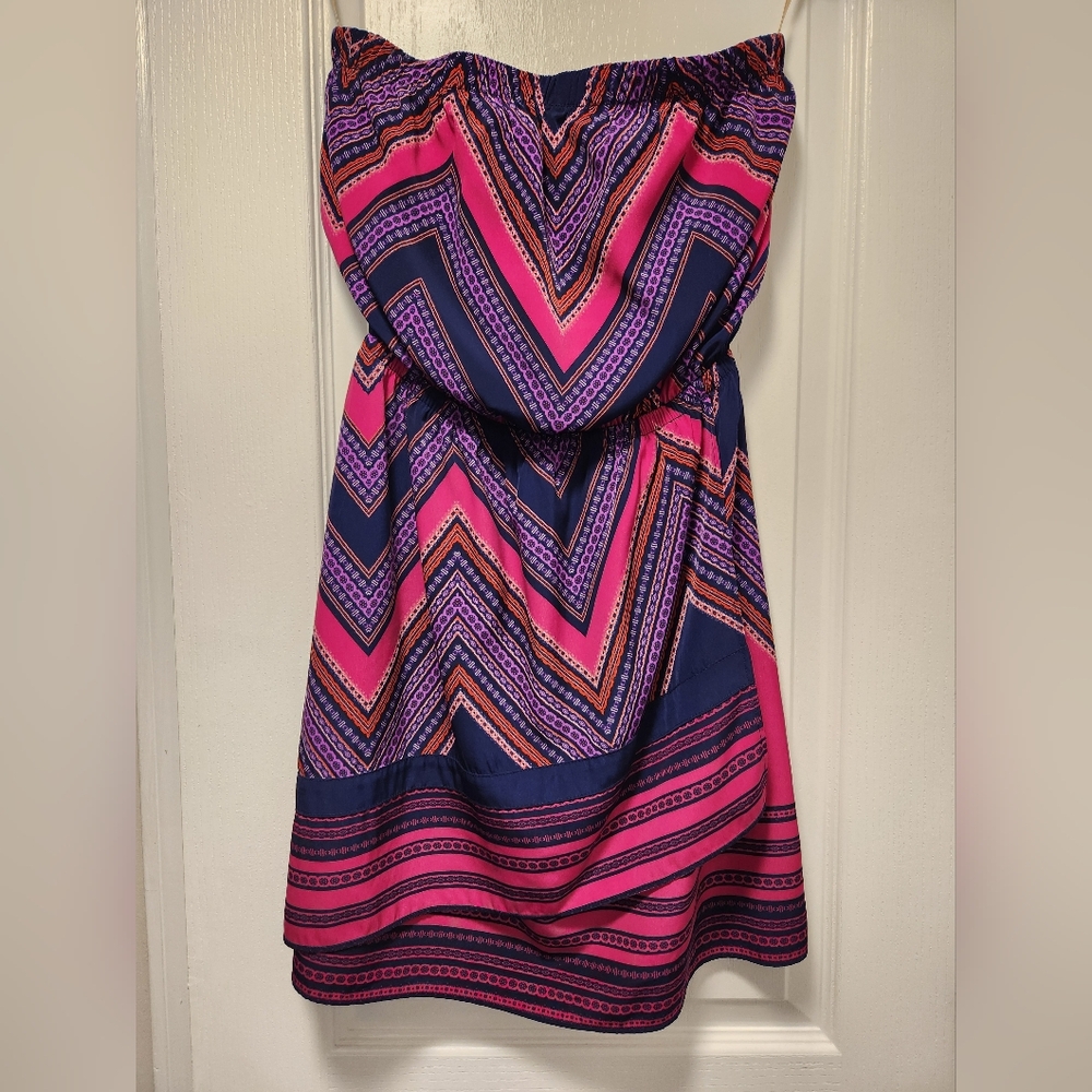 Vibrant Pink and Blue Patterned Dress